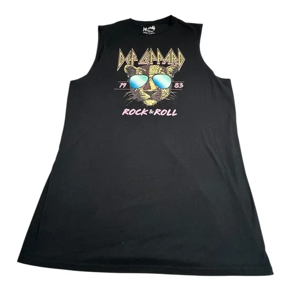 Def Leppard Rock & Roll 1983 Sleeveless T-Shirt Dress Men's Large L - Picture 1 of 7